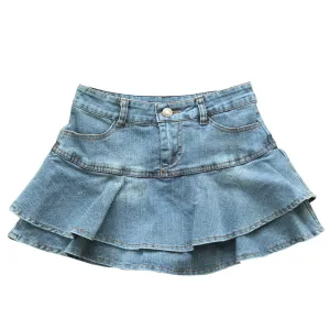 2021 Summer Low Waist A Line Denim Skirt Women Sexy Pleated Mini Jeans Skirts Korean Style Casual Faldas Mujer