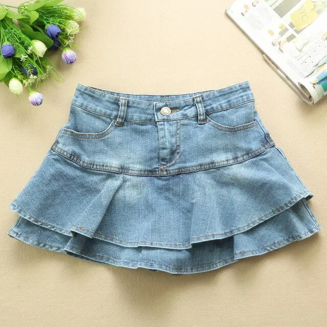 2021 Summer Low Waist A Line Denim Skirt Women Sexy Pleated Mini Jeans Skirts Korean Style Casual Faldas Mujer