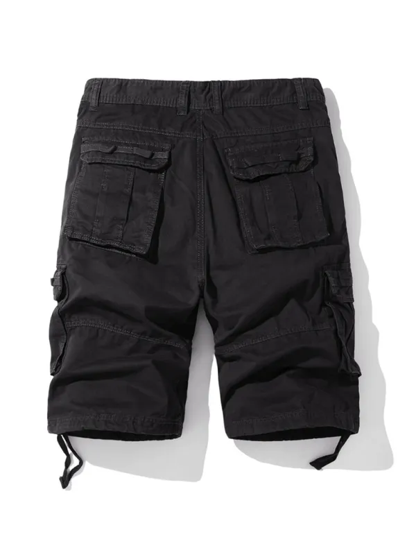 American retro overalls shorts for men with multiple pockets