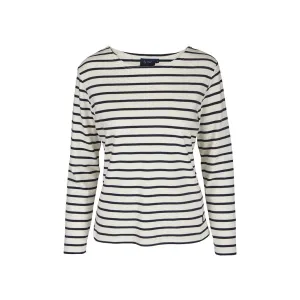 Antibes Striped Long Sleeve Tee - Ecru/SR Navy