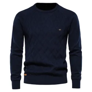 Argyle Basic Men Sweaters Solid Color O-neck Long sleeve Knitted Male Pullover Winter Fashion New Warm Sweaters for Men