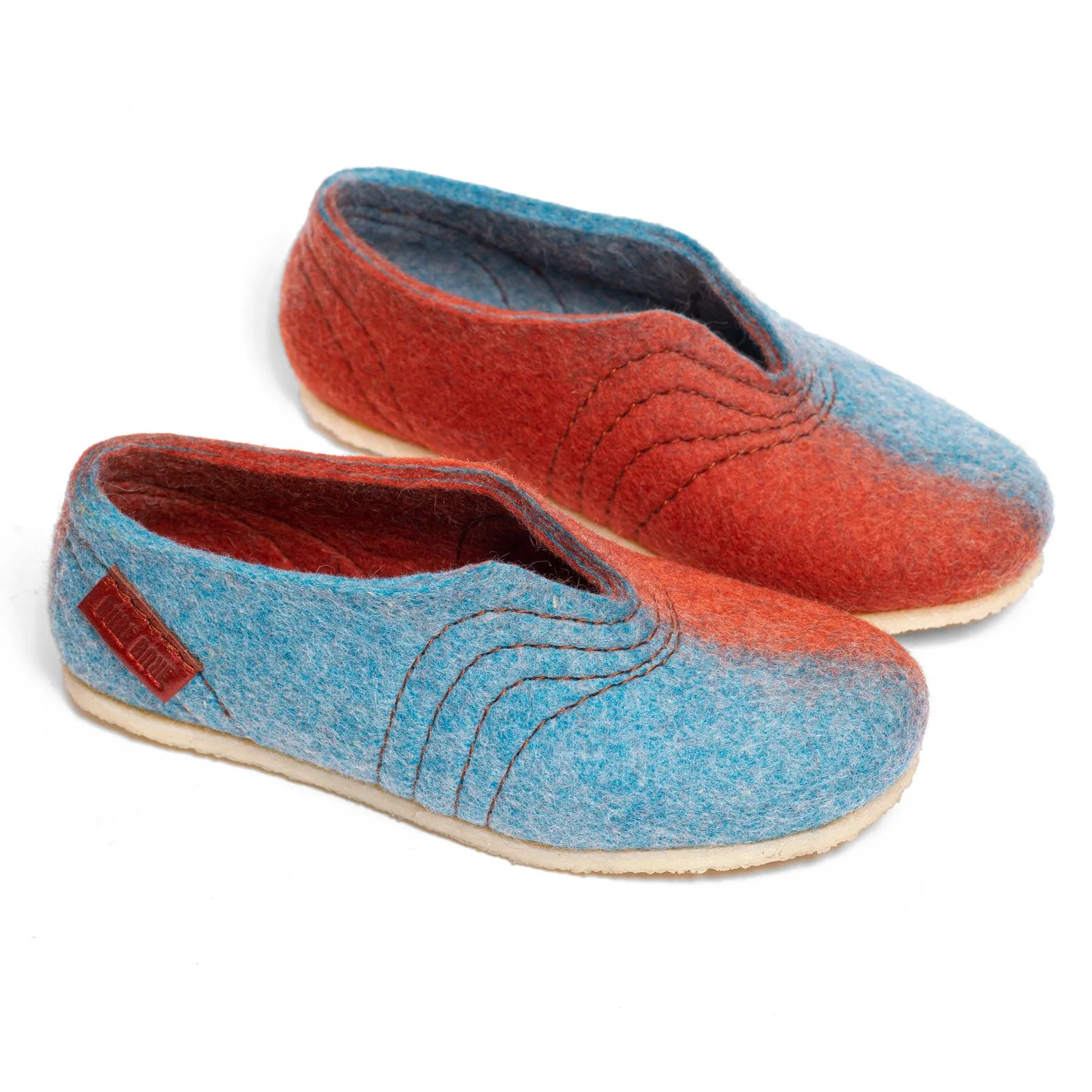 Cinnamon/ Turquoise COCOON Clogs (with front cutting for a high instep and wide feet)