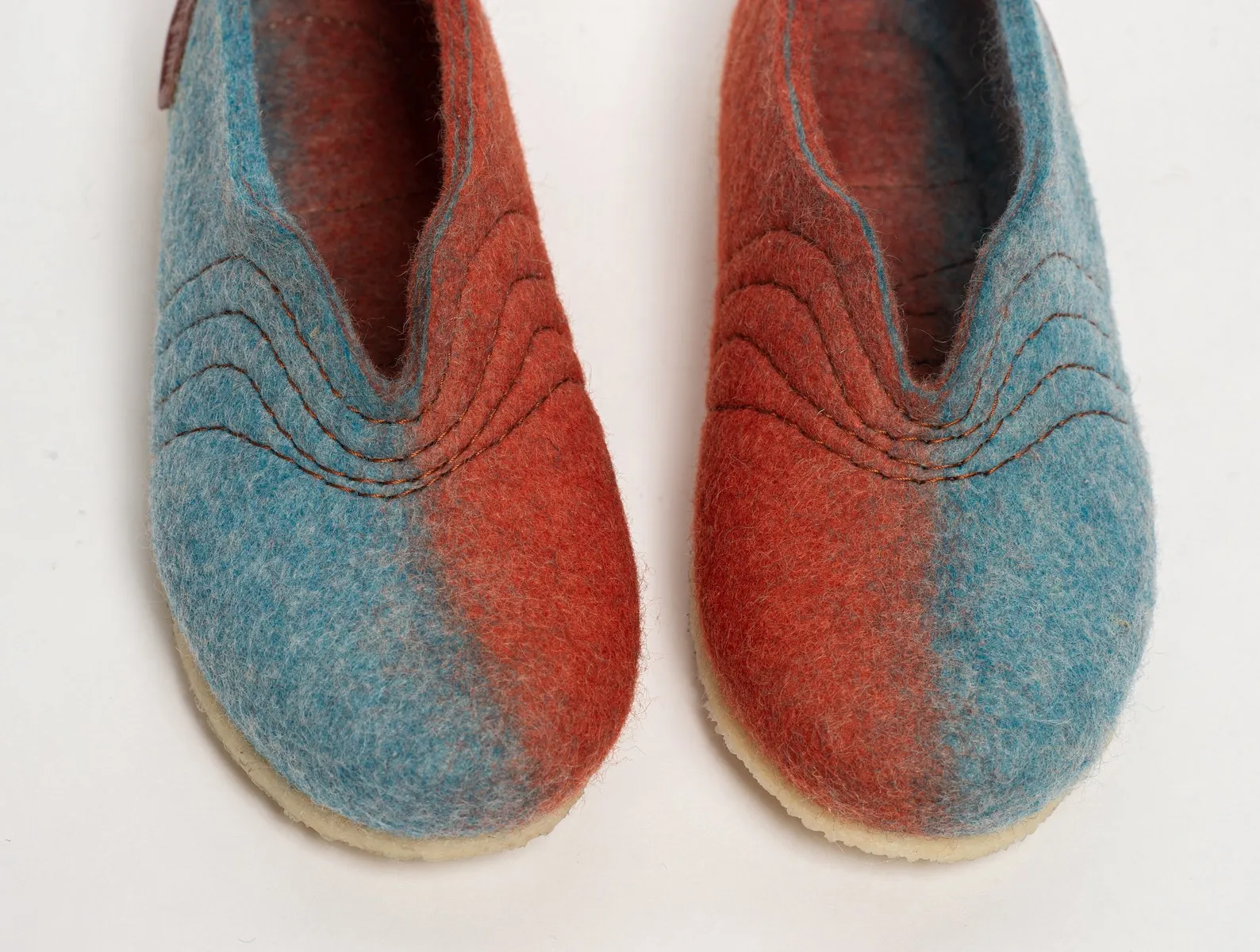 Cinnamon/ Turquoise COCOON Clogs (with front cutting for a high instep and wide feet)