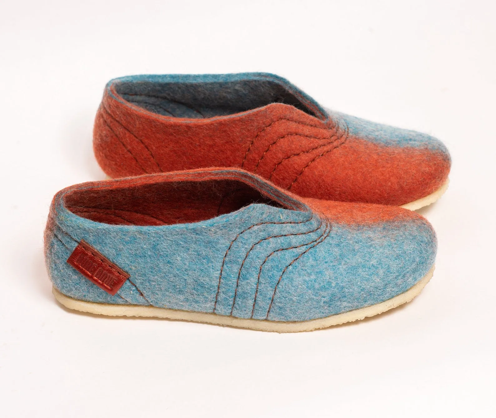 Cinnamon/ Turquoise COCOON Clogs (with front cutting for a high instep and wide feet)