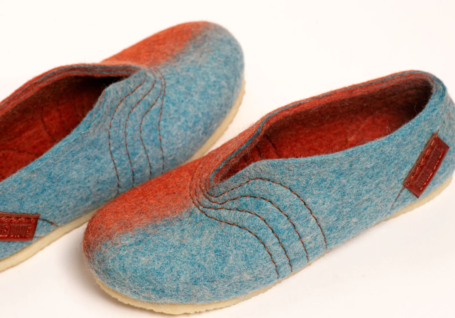 Cinnamon/ Turquoise COCOON Clogs (with front cutting for a high instep and wide feet)