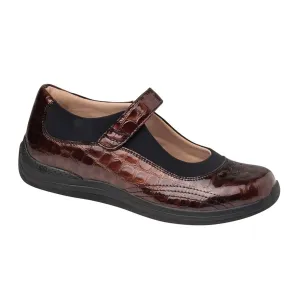 Drew Rose Mary Jane (Women) - Brown Croc Patent Leather