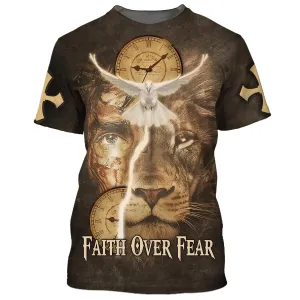 Faith Over Fear Lion Dove 3d Shirts - Christian T Shirts For Men And Women