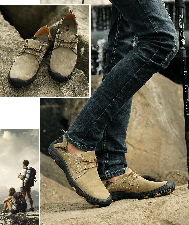 Fashion Male Breathable Genuine Leather Shoes / Outdoor Trekking Footwear - SF1344