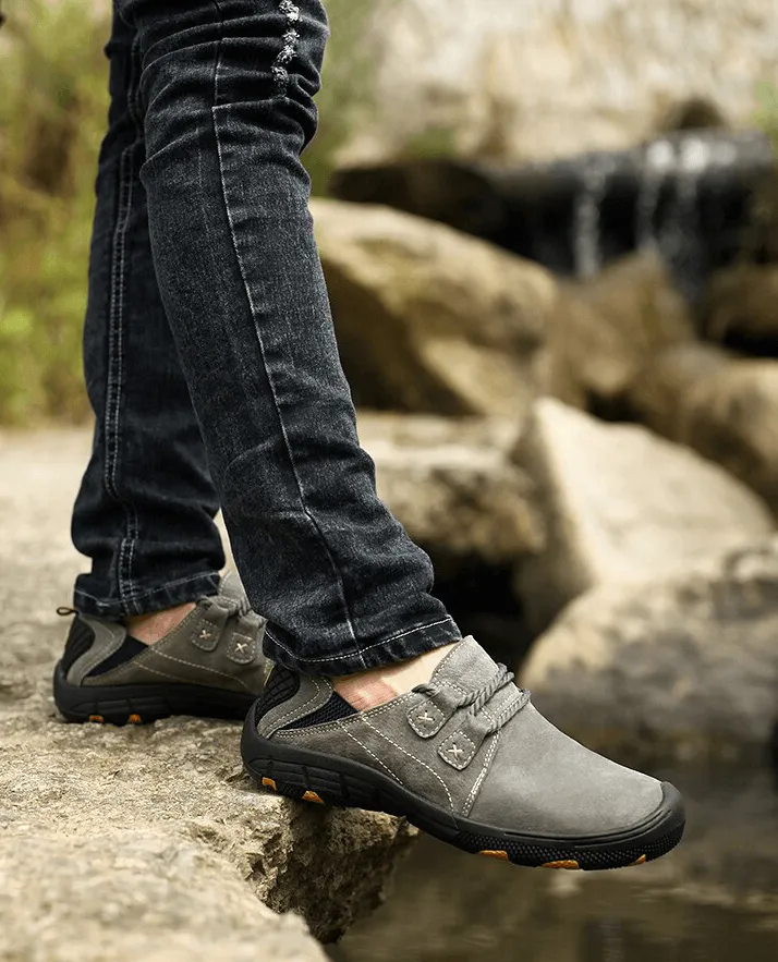 Fashion Male Breathable Genuine Leather Shoes / Outdoor Trekking Footwear - SF1344