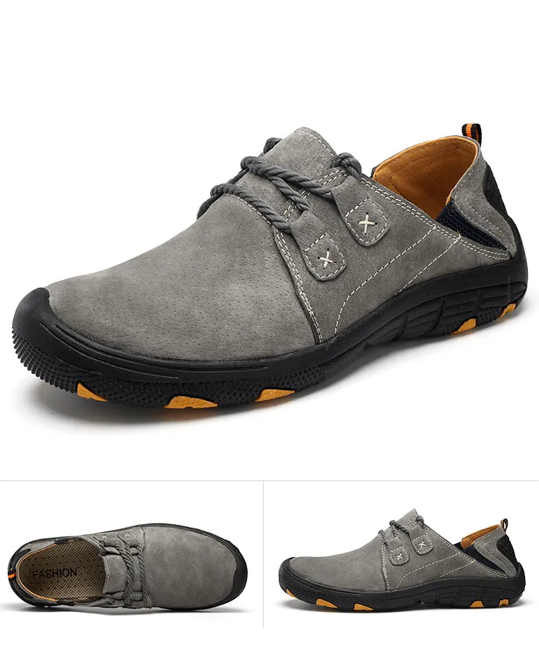 Fashion Male Breathable Genuine Leather Shoes / Outdoor Trekking Footwear - SF1344