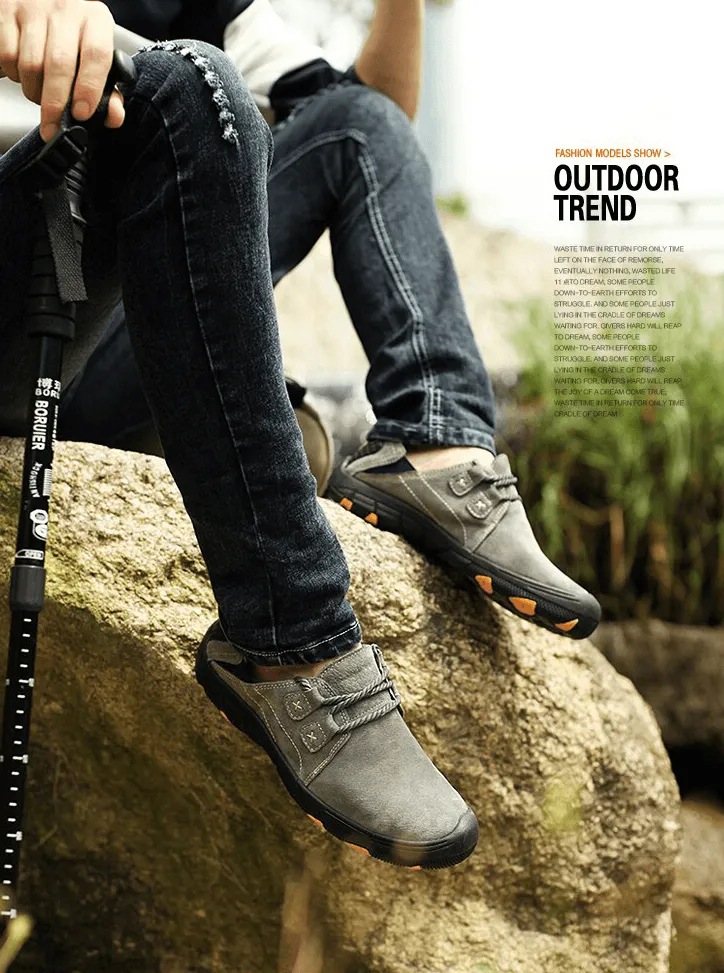 Fashion Male Breathable Genuine Leather Shoes / Outdoor Trekking Footwear - SF1344