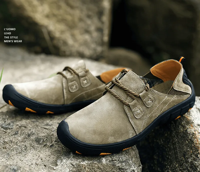 Fashion Male Breathable Genuine Leather Shoes / Outdoor Trekking Footwear - SF1344