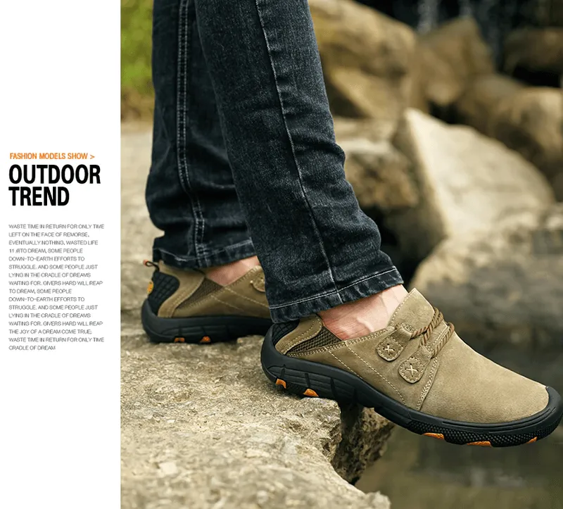 Fashion Male Breathable Genuine Leather Shoes / Outdoor Trekking Footwear - SF1344