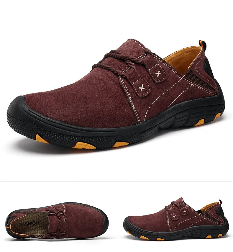 Fashion Male Breathable Genuine Leather Shoes / Outdoor Trekking Footwear - SF1344