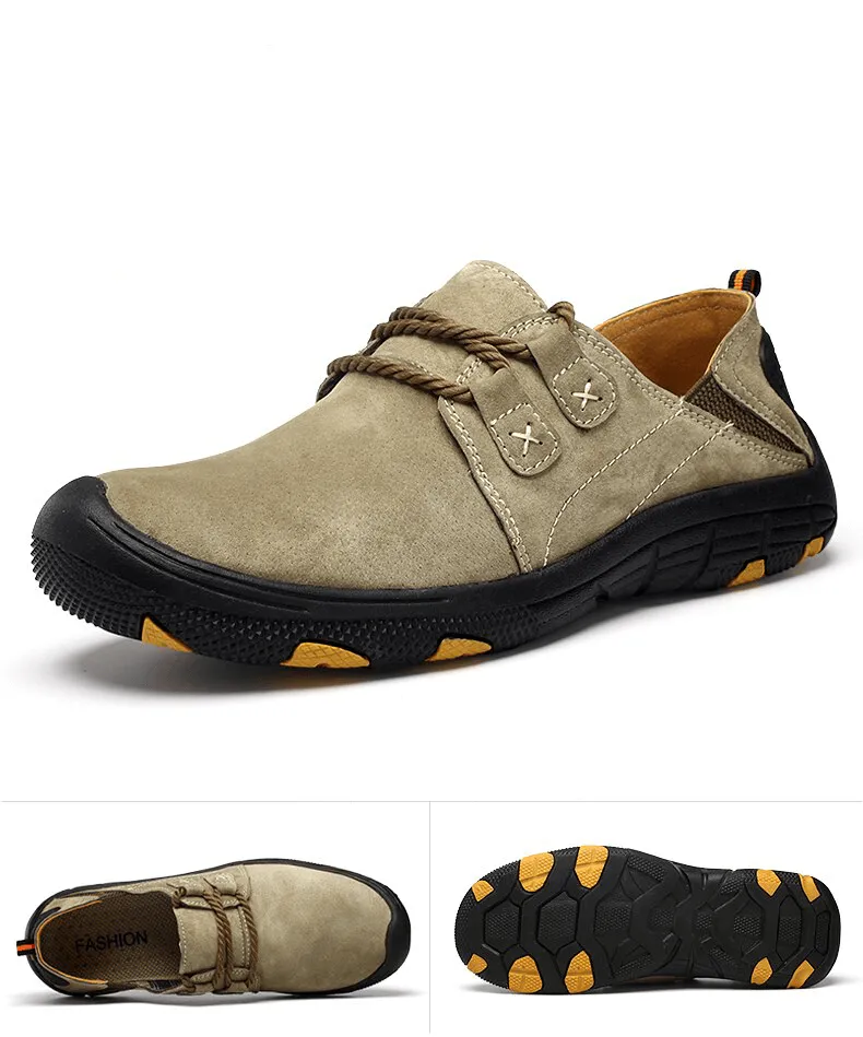 Fashion Male Breathable Genuine Leather Shoes / Outdoor Trekking Footwear - SF1344