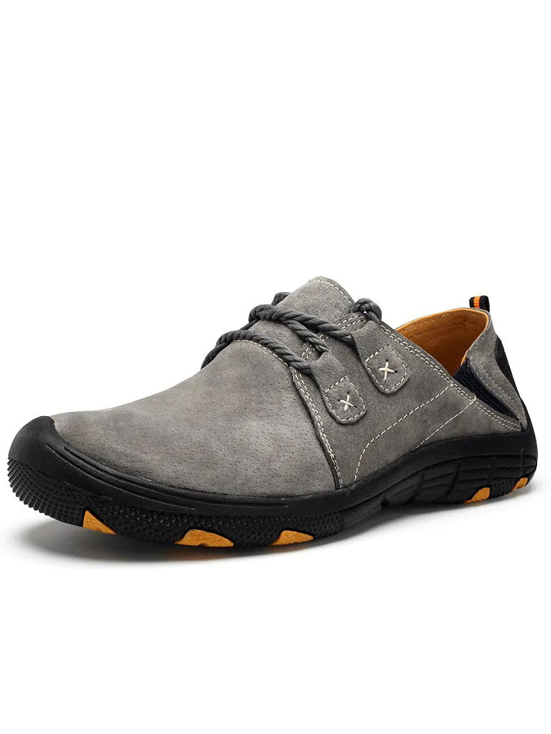 Fashion Male Breathable Genuine Leather Shoes / Outdoor Trekking Footwear - SF1344