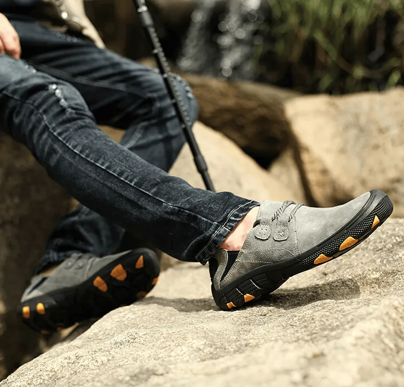 Fashion Male Breathable Genuine Leather Shoes / Outdoor Trekking Footwear - SF1344