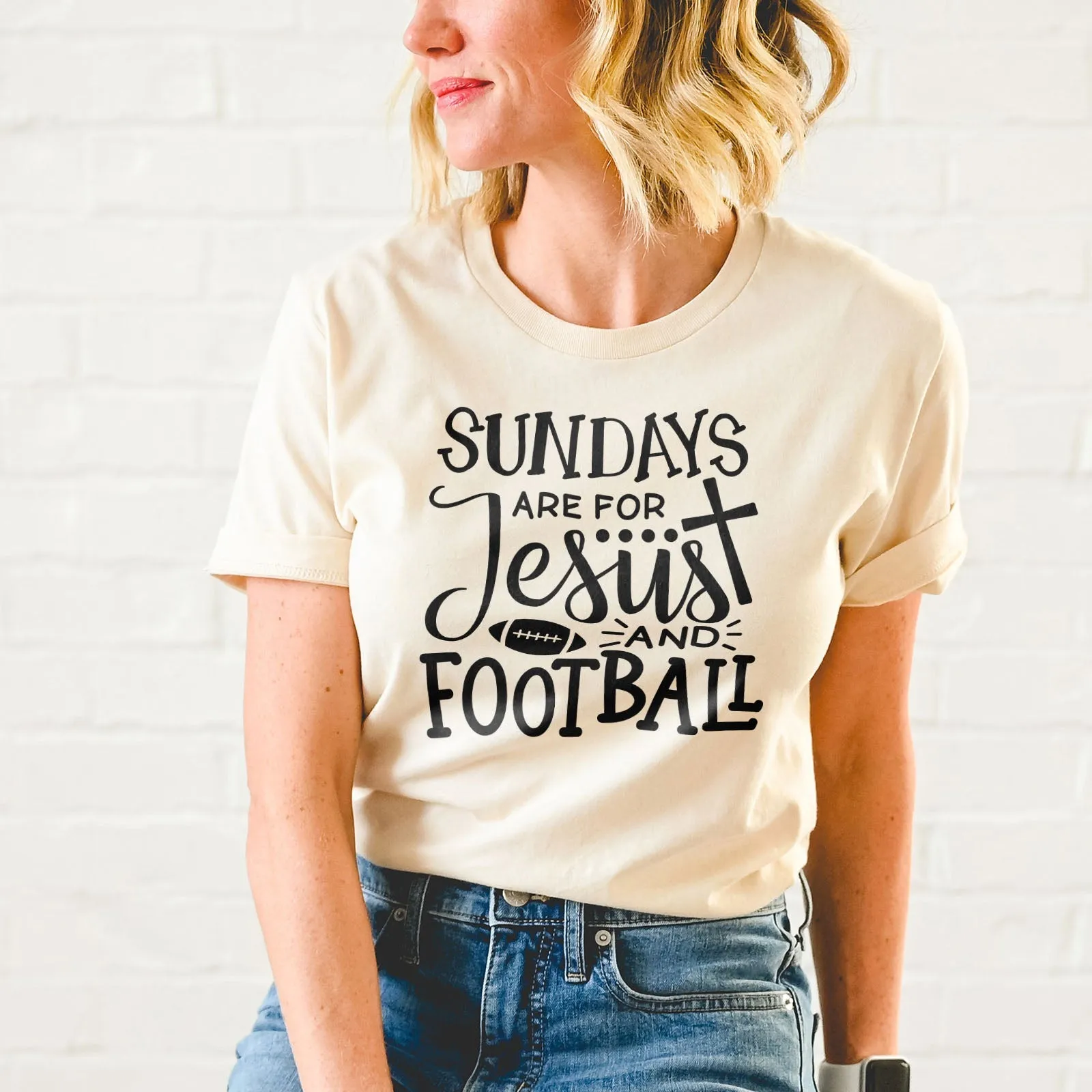 Football And Jesus Tee Shirts For Women - Christian Shirts for Women - Religious Tee Shirts