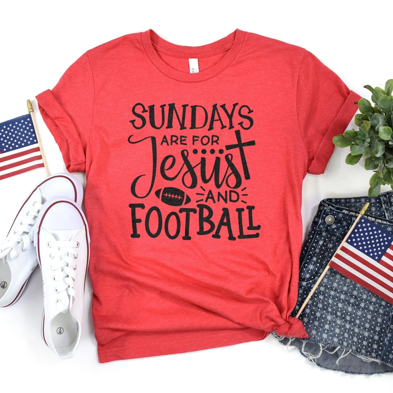 Football And Jesus Tee Shirts For Women - Christian Shirts for Women - Religious Tee Shirts