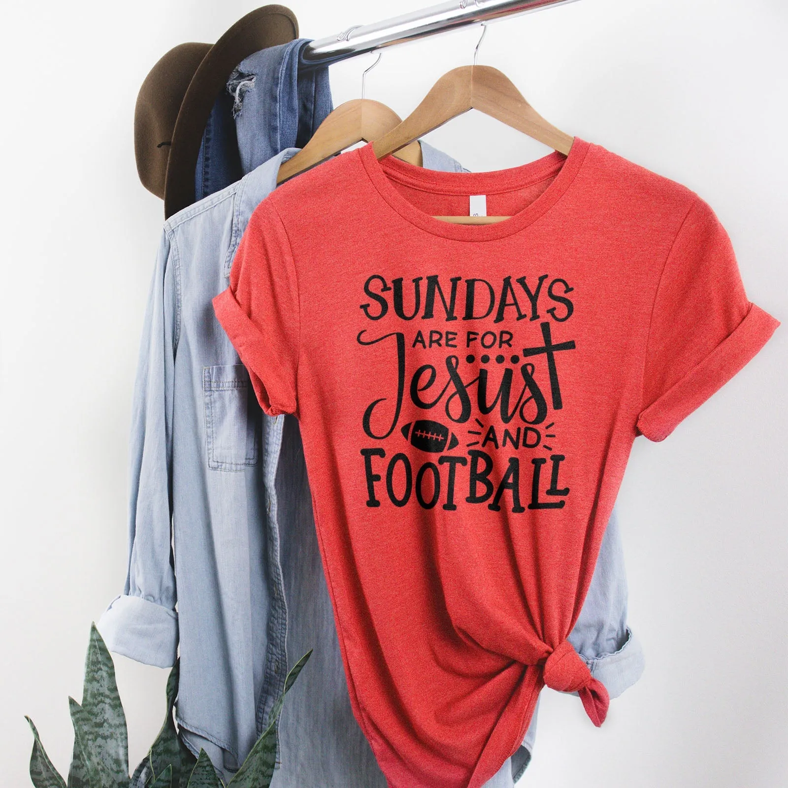 Football And Jesus Tee Shirts For Women - Christian Shirts for Women - Religious Tee Shirts