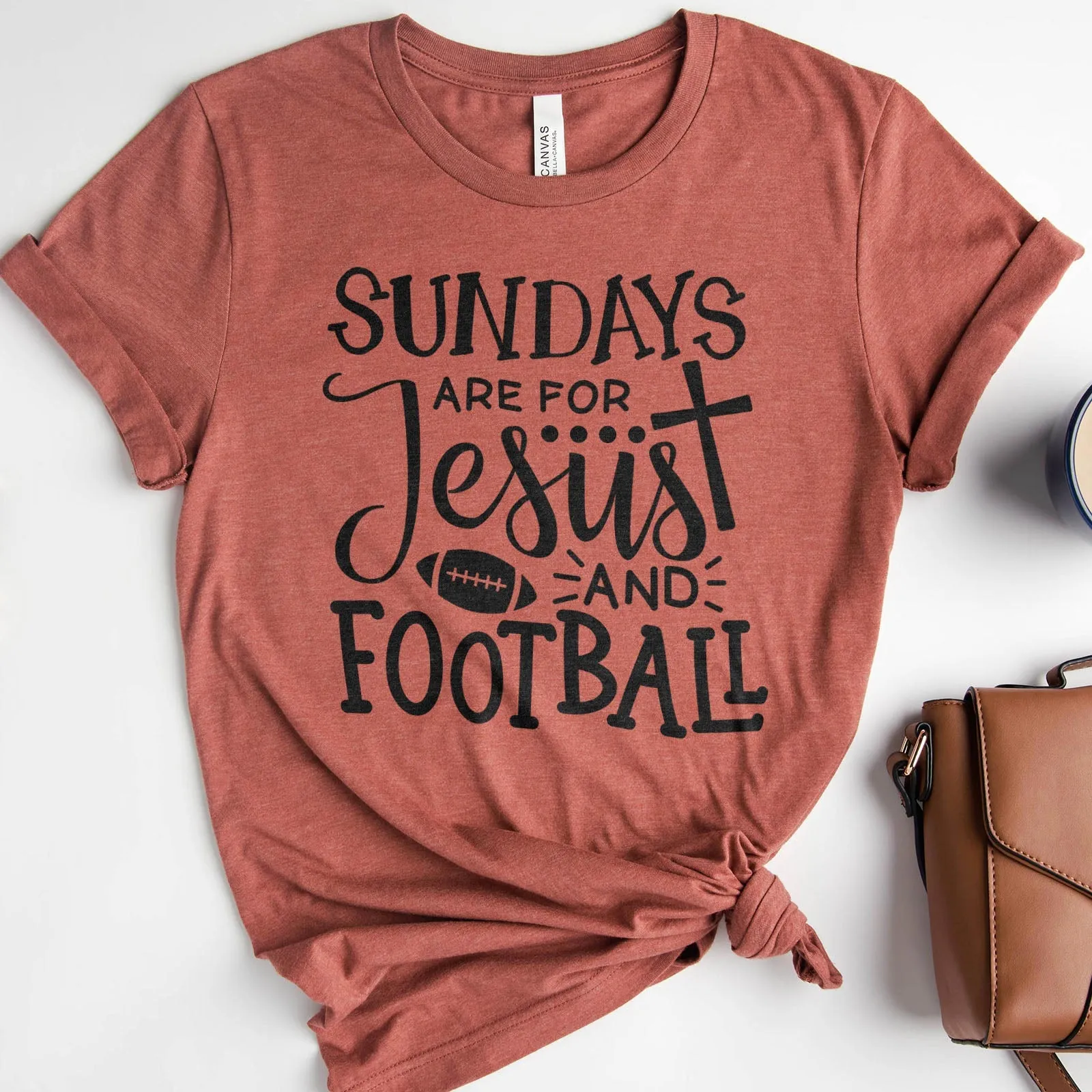 Football And Jesus Tee Shirts For Women - Christian Shirts for Women - Religious Tee Shirts