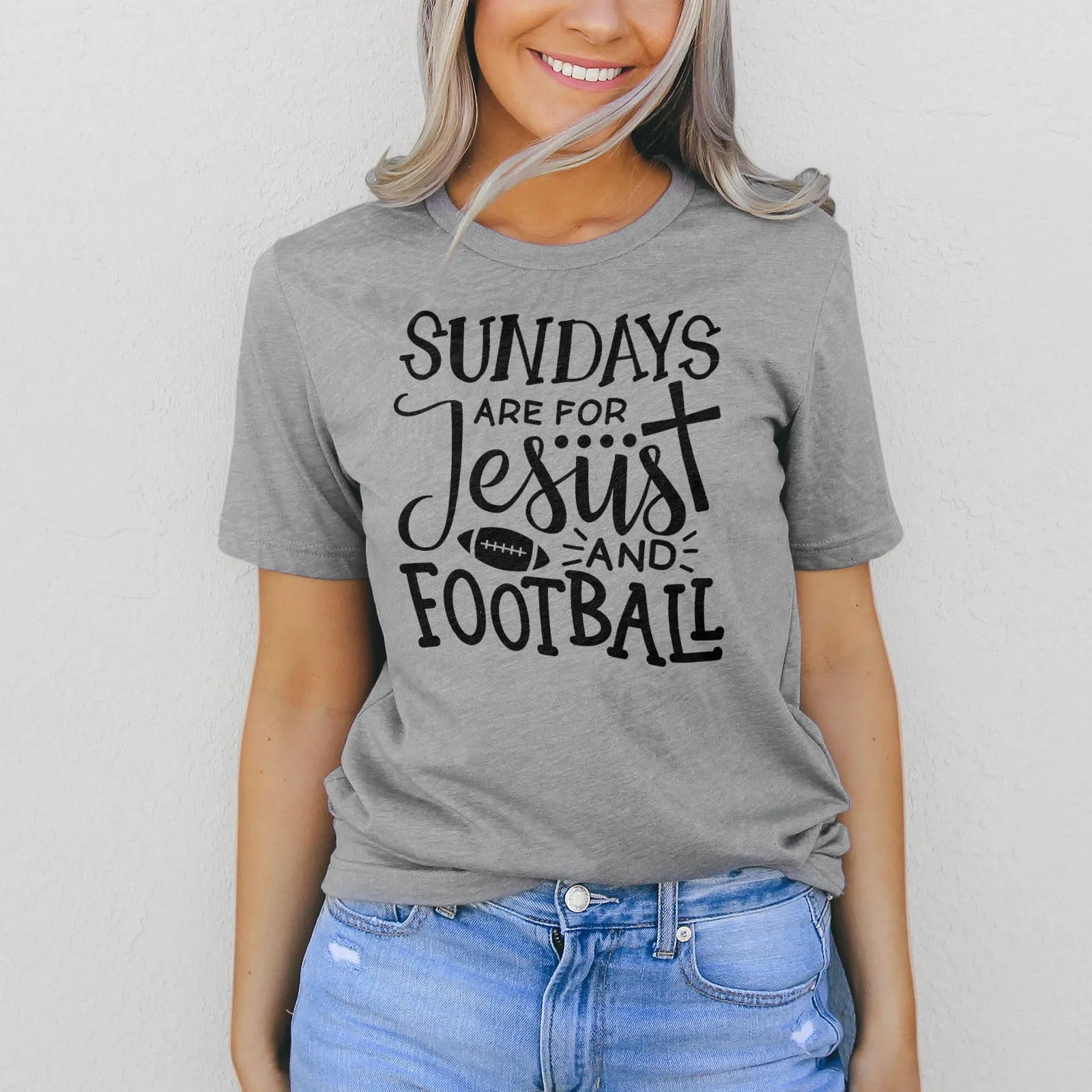 Football And Jesus Tee Shirts For Women - Christian Shirts for Women - Religious Tee Shirts