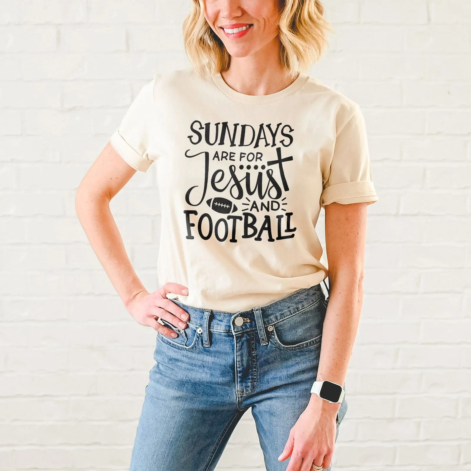 Football And Jesus Tee Shirts For Women - Christian Shirts for Women - Religious Tee Shirts