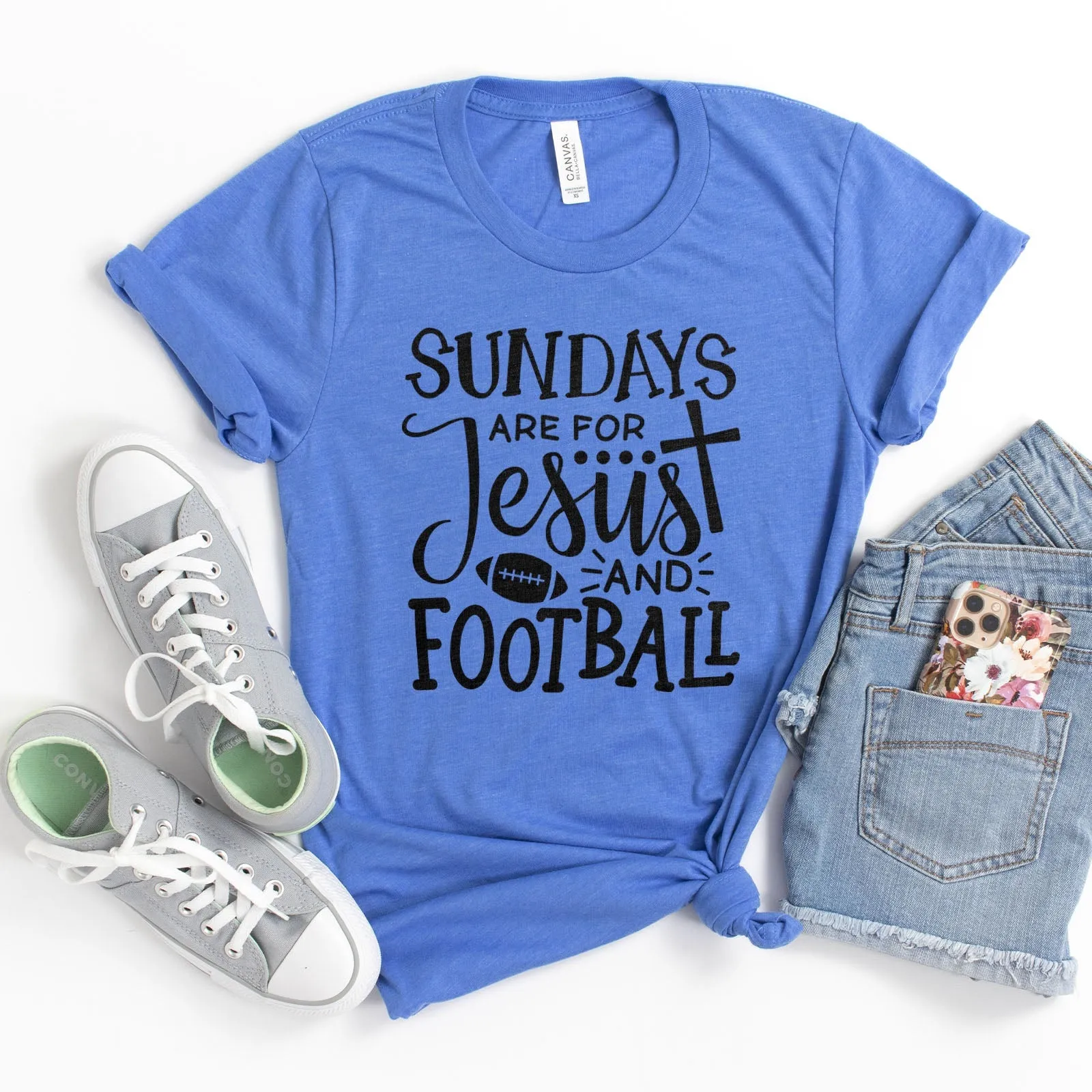 Football And Jesus Tee Shirts For Women - Christian Shirts for Women - Religious Tee Shirts