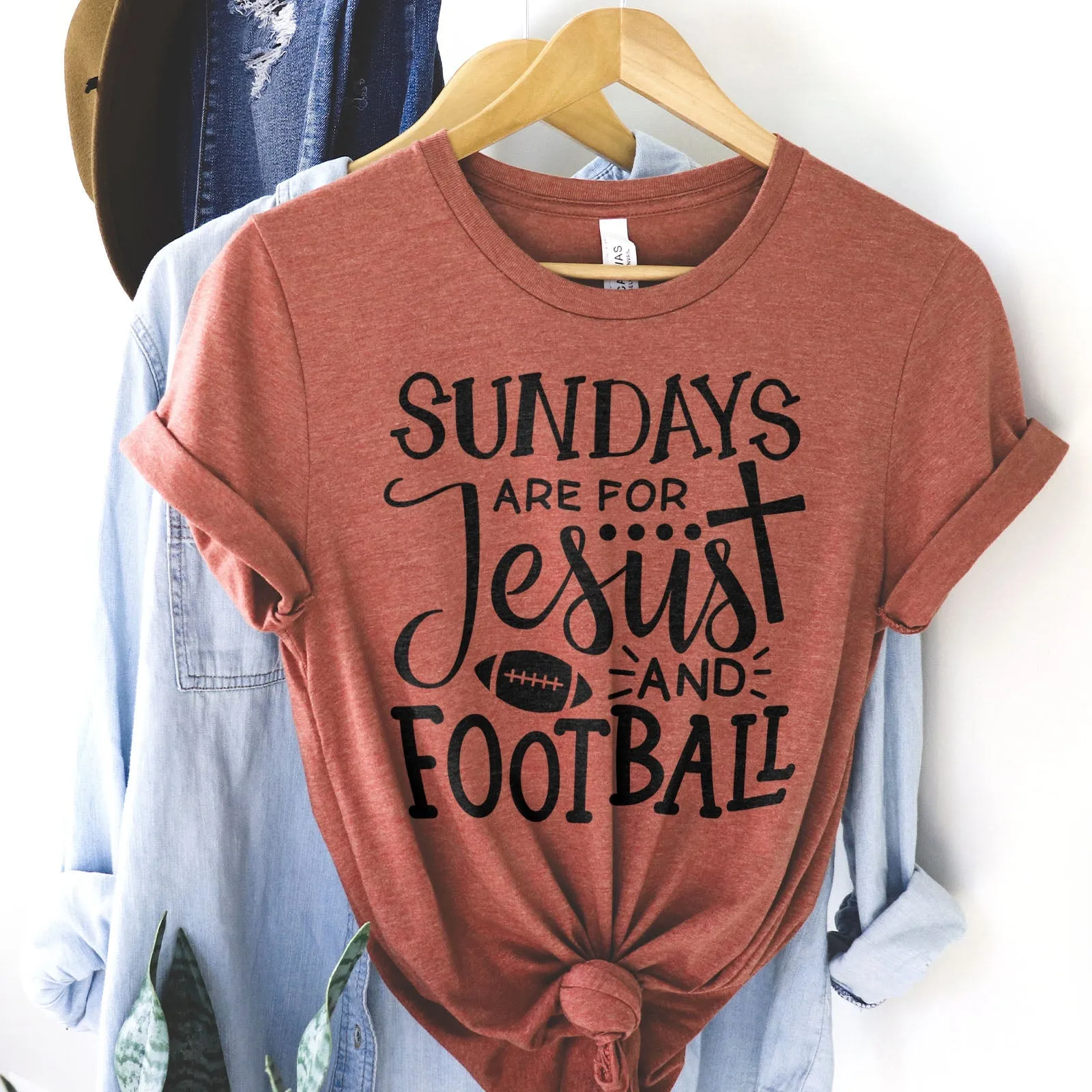 Football And Jesus Tee Shirts For Women - Christian Shirts for Women - Religious Tee Shirts