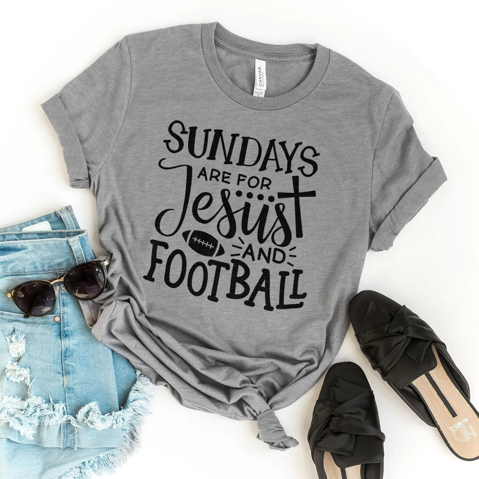 Football And Jesus Tee Shirts For Women - Christian Shirts for Women - Religious Tee Shirts