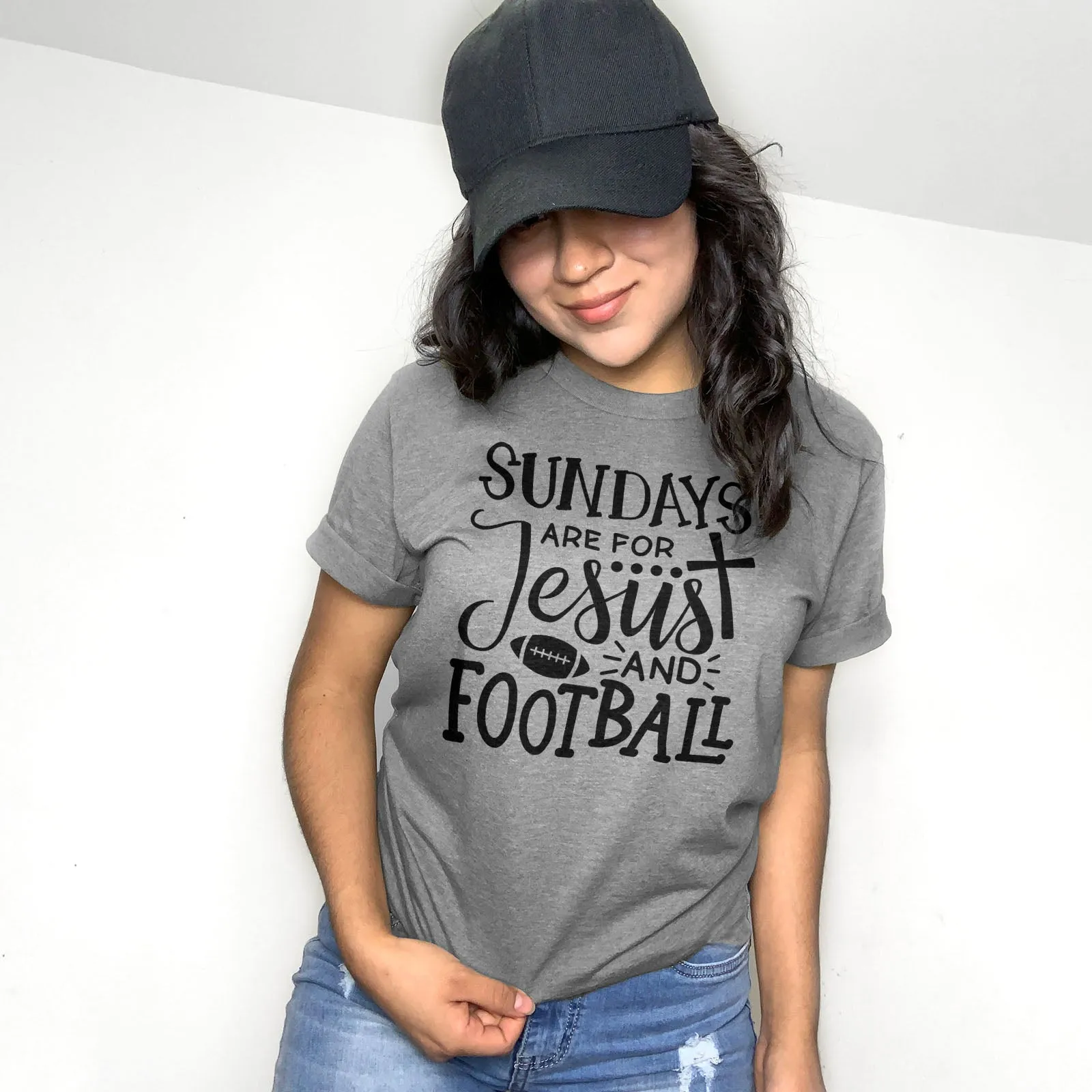 Football And Jesus Tee Shirts For Women - Christian Shirts for Women - Religious Tee Shirts