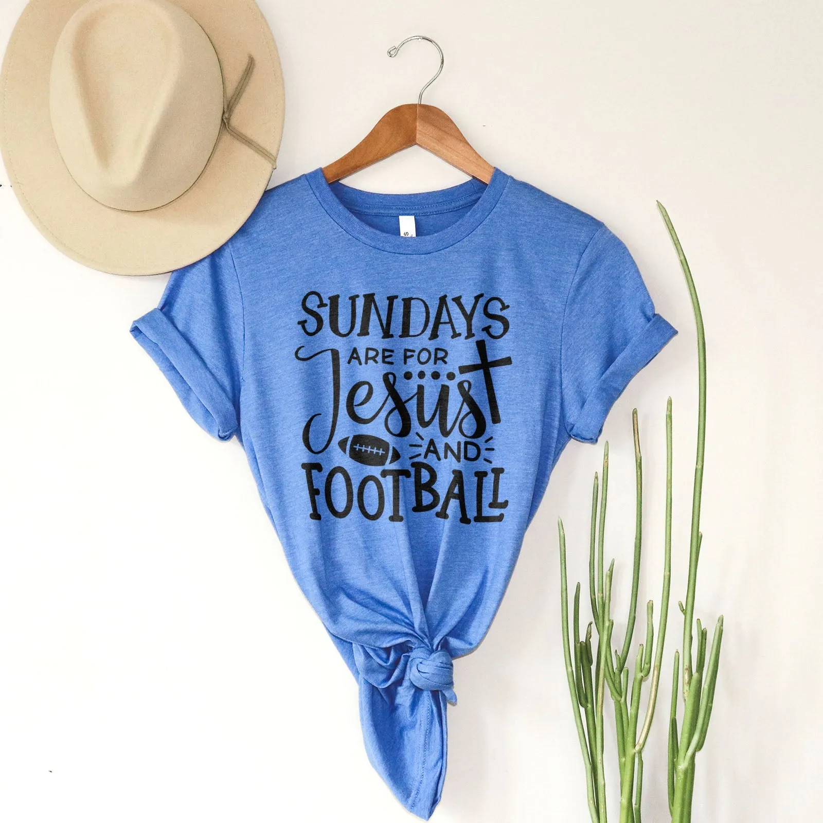 Football And Jesus Tee Shirts For Women - Christian Shirts for Women - Religious Tee Shirts