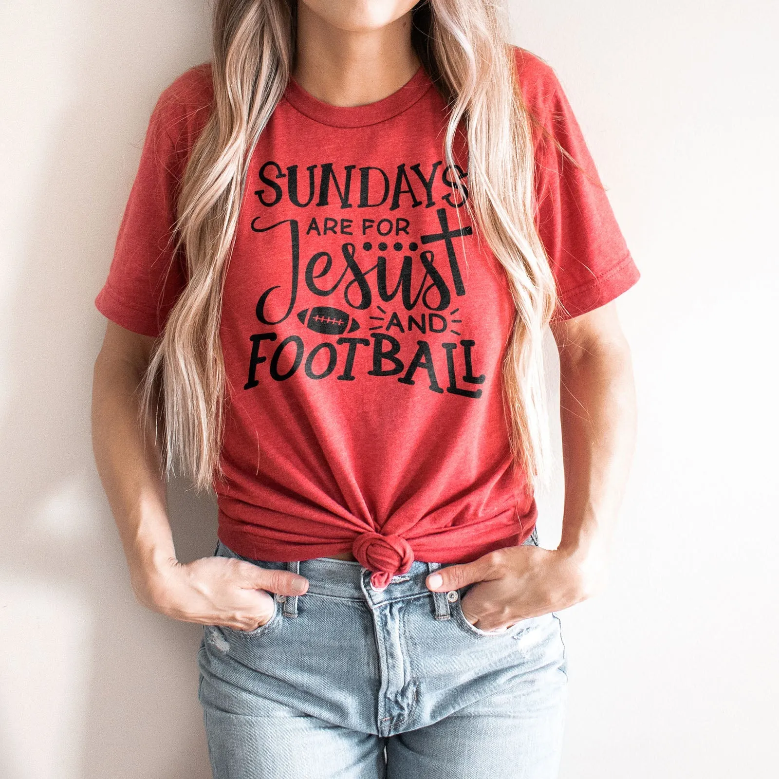 Football And Jesus Tee Shirts For Women - Christian Shirts for Women - Religious Tee Shirts