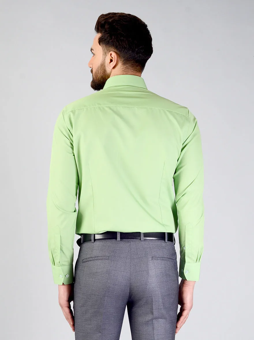 Green Solid Slim Fit Evening Wear Shirt | Metal