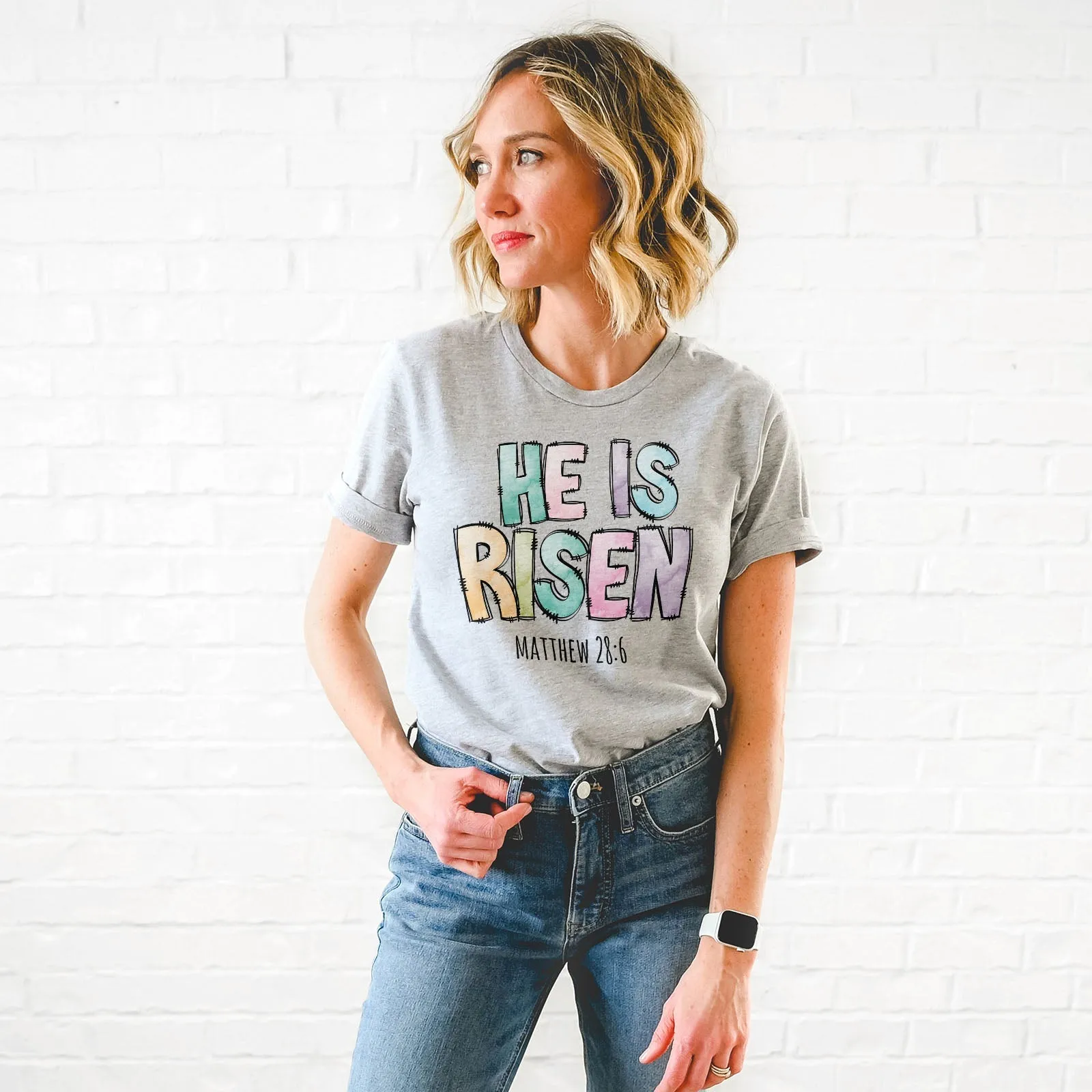 He Is Risen Easter Patchwork Tee Shirts For Women - Christian Easter T Shirts