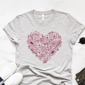 Heart Wildflowers Tee Shirts For Women - Christian Shirts for Women - Religious Tee Shirts