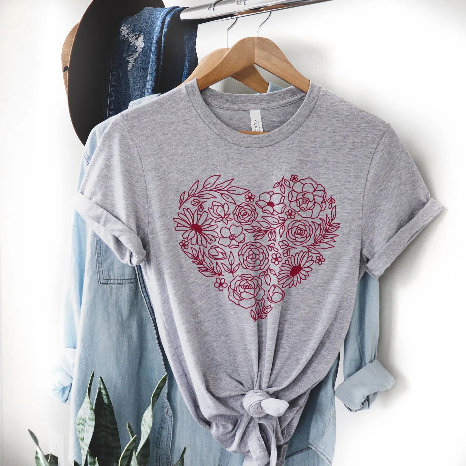 Heart Wildflowers Tee Shirts For Women - Christian Shirts for Women - Religious Tee Shirts