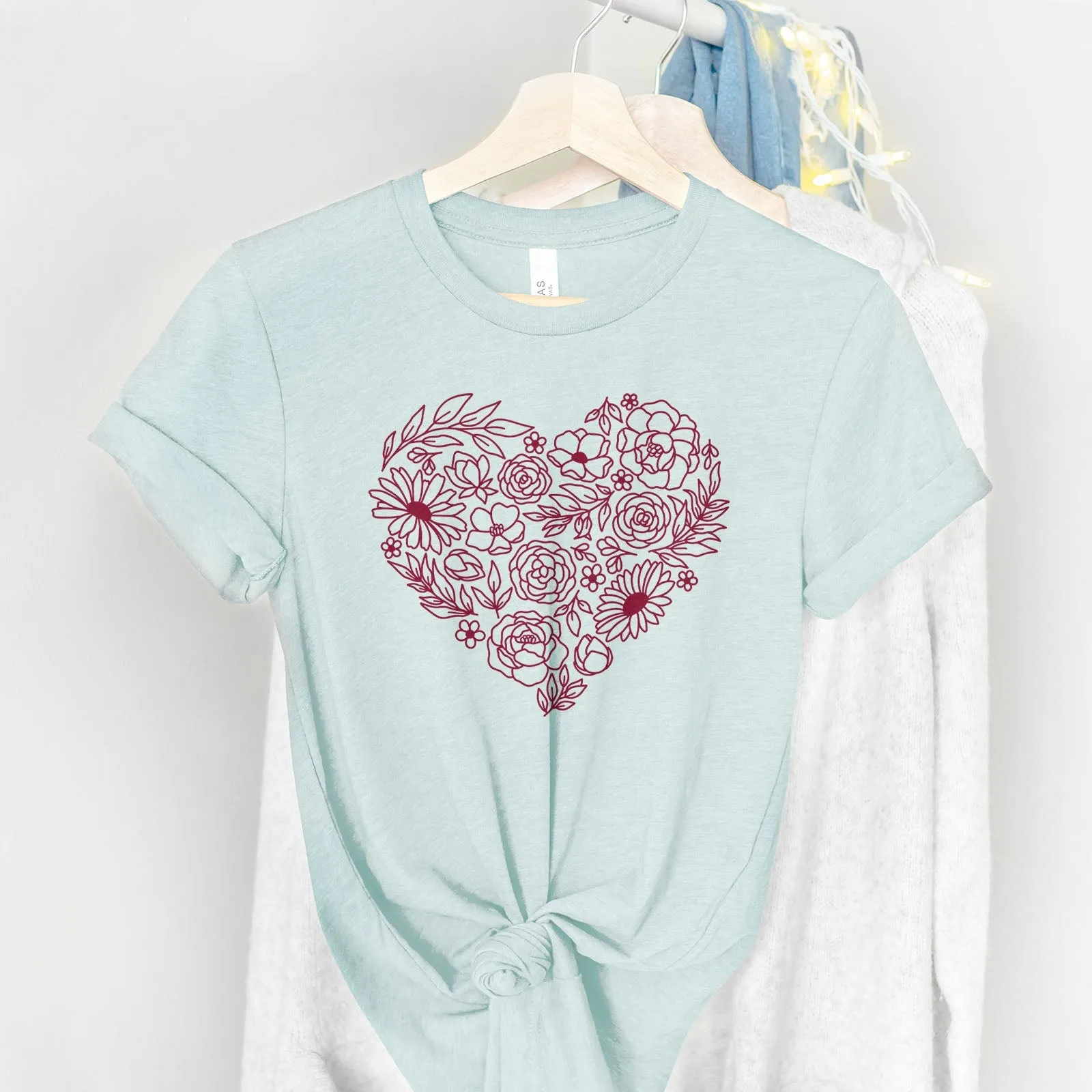 Heart Wildflowers Tee Shirts For Women - Christian Shirts for Women - Religious Tee Shirts