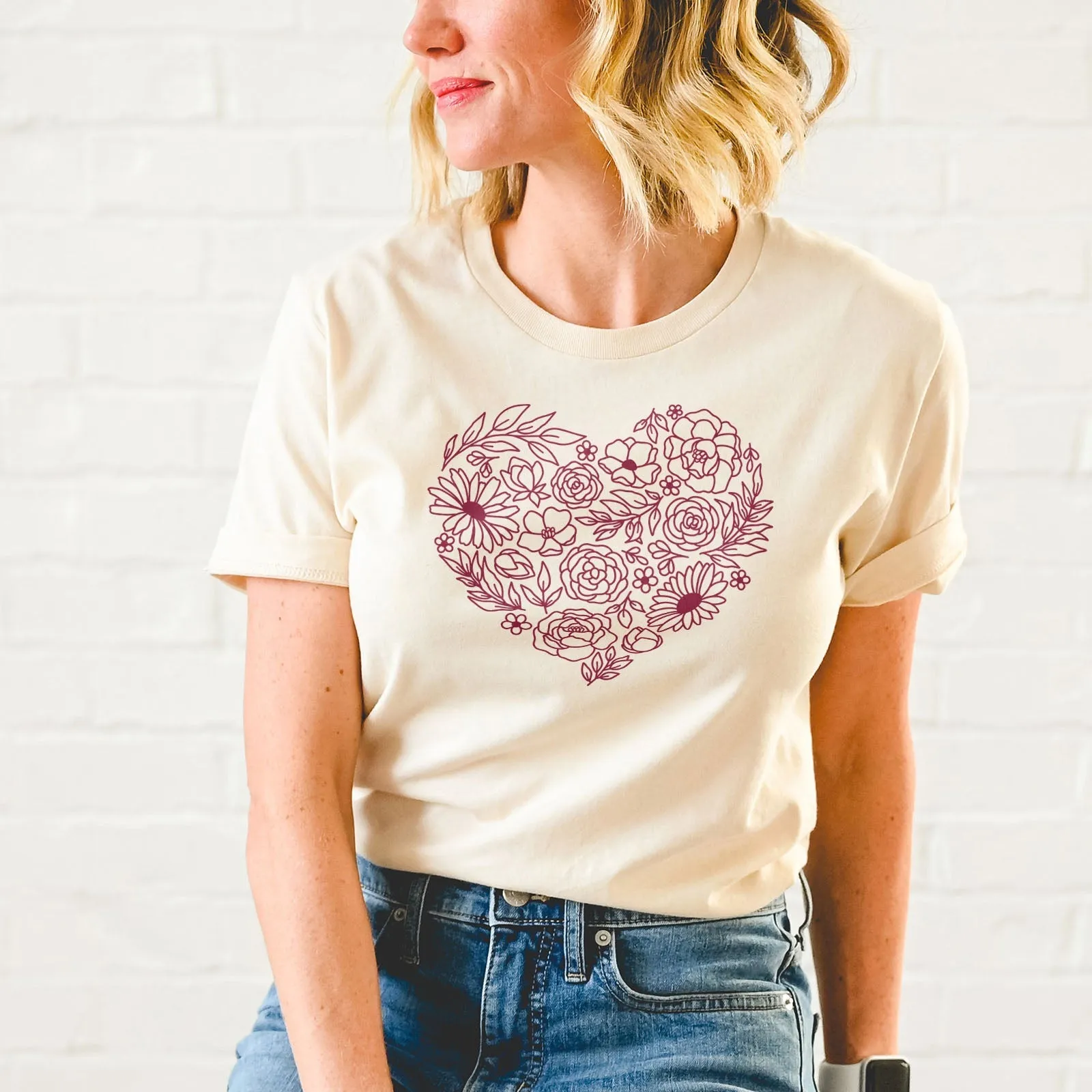 Heart Wildflowers Tee Shirts For Women - Christian Shirts for Women - Religious Tee Shirts