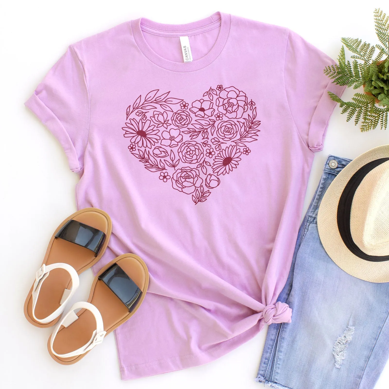 Heart Wildflowers Tee Shirts For Women - Christian Shirts for Women - Religious Tee Shirts