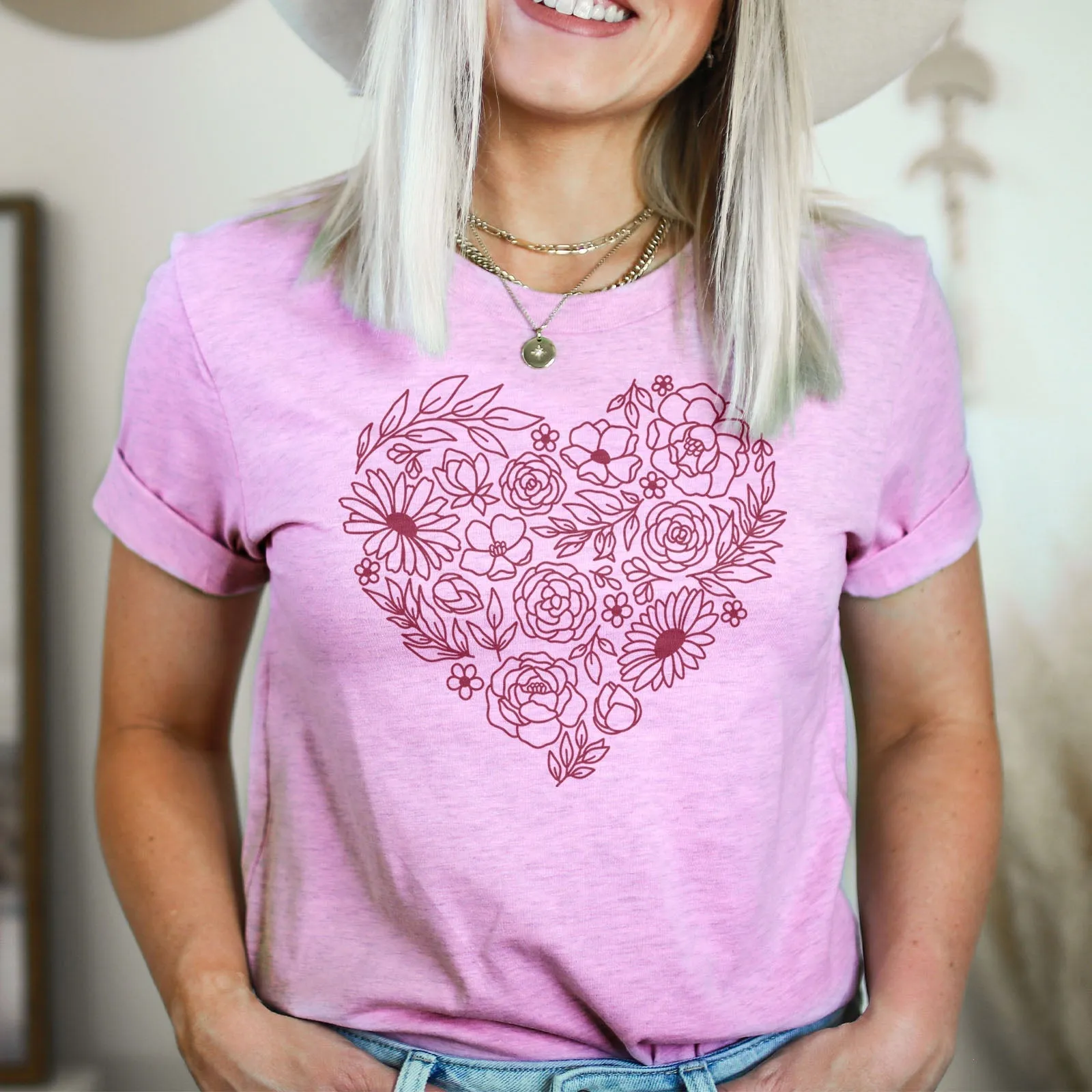 Heart Wildflowers Tee Shirts For Women - Christian Shirts for Women - Religious Tee Shirts