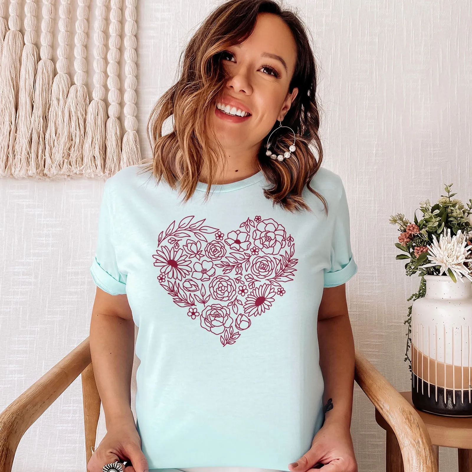 Heart Wildflowers Tee Shirts For Women - Christian Shirts for Women - Religious Tee Shirts