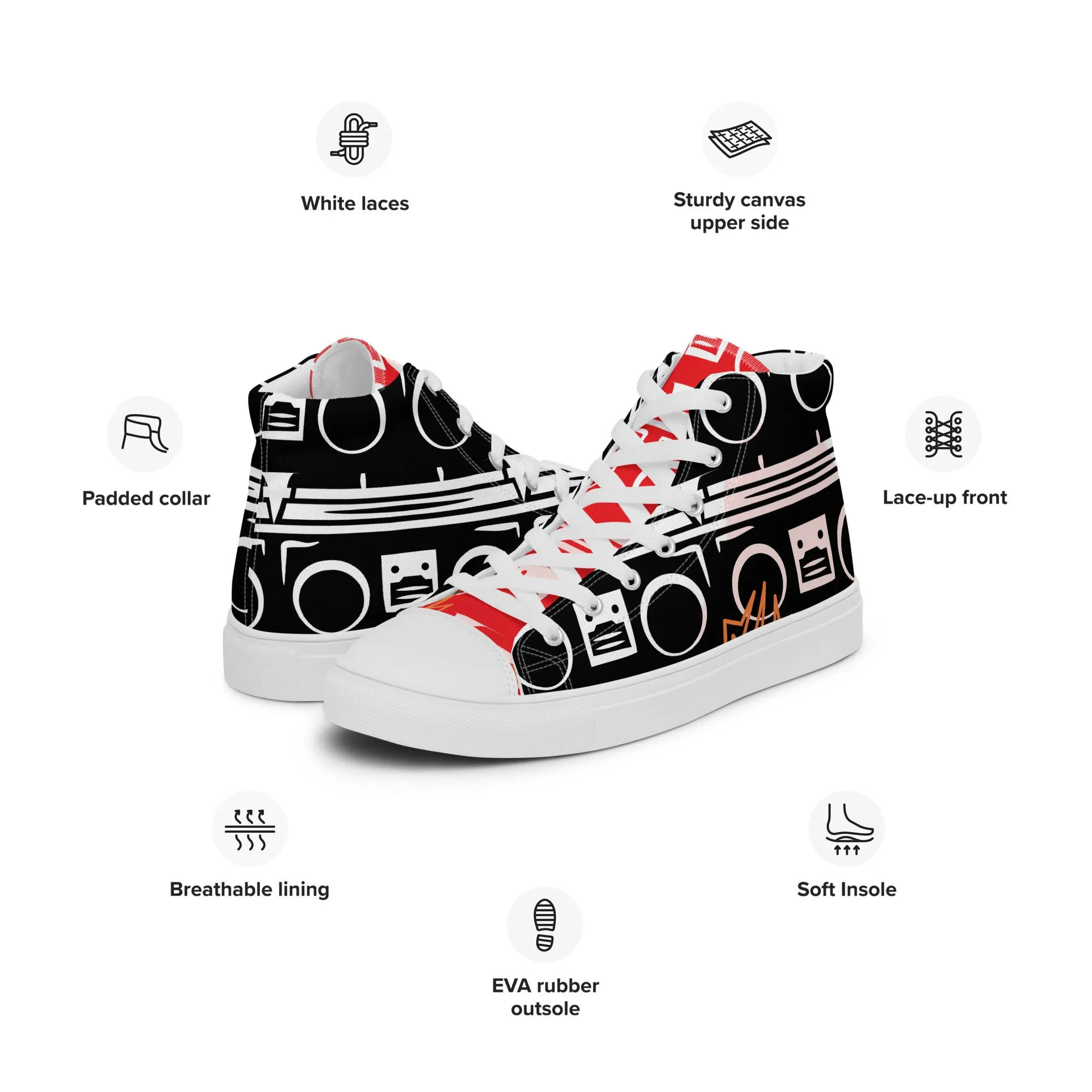 High Top Sneaker Women with Abstract Boom Box - Sophia