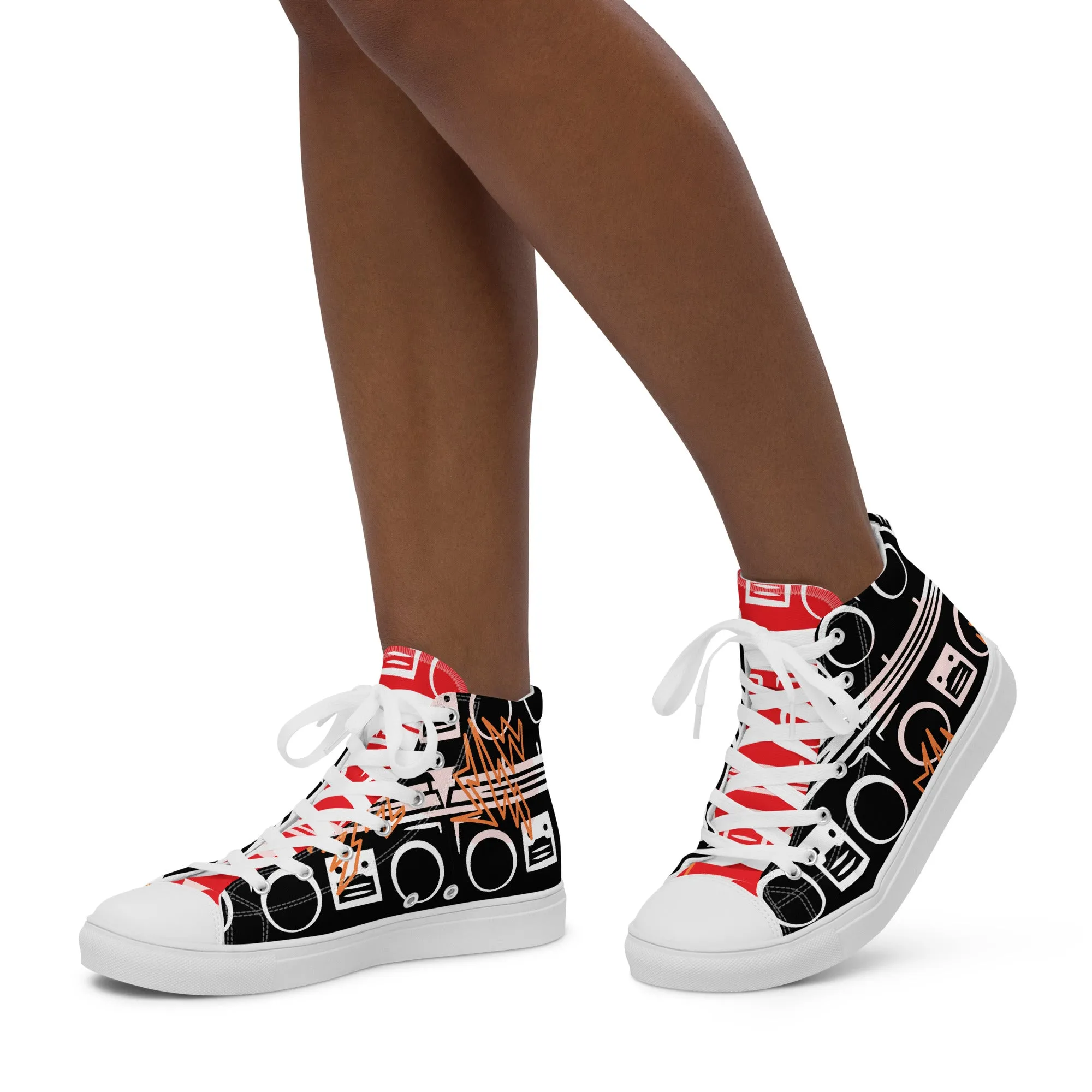 High Top Sneaker Women with Abstract Boom Box - Sophia