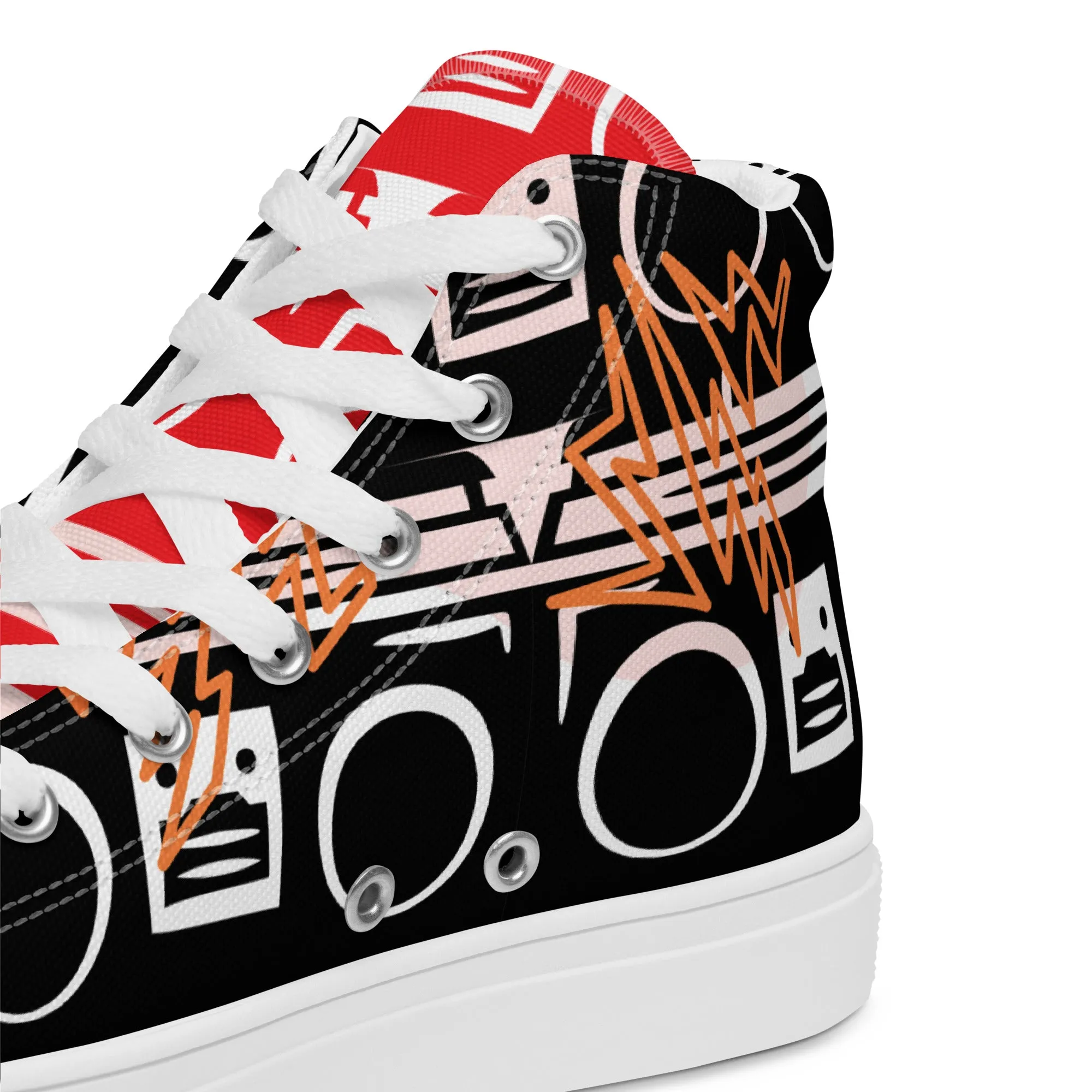 High Top Sneaker Women with Abstract Boom Box - Sophia