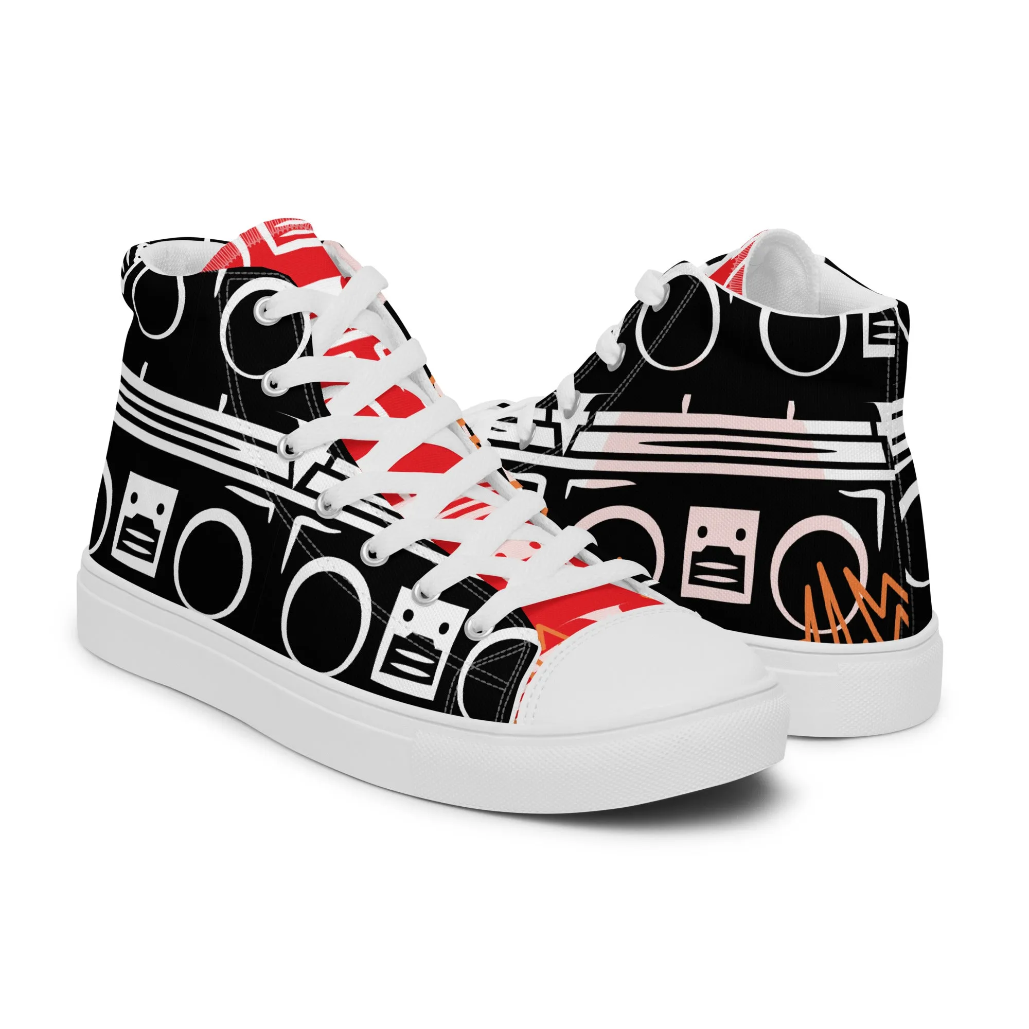 High Top Sneaker Women with Abstract Boom Box - Sophia