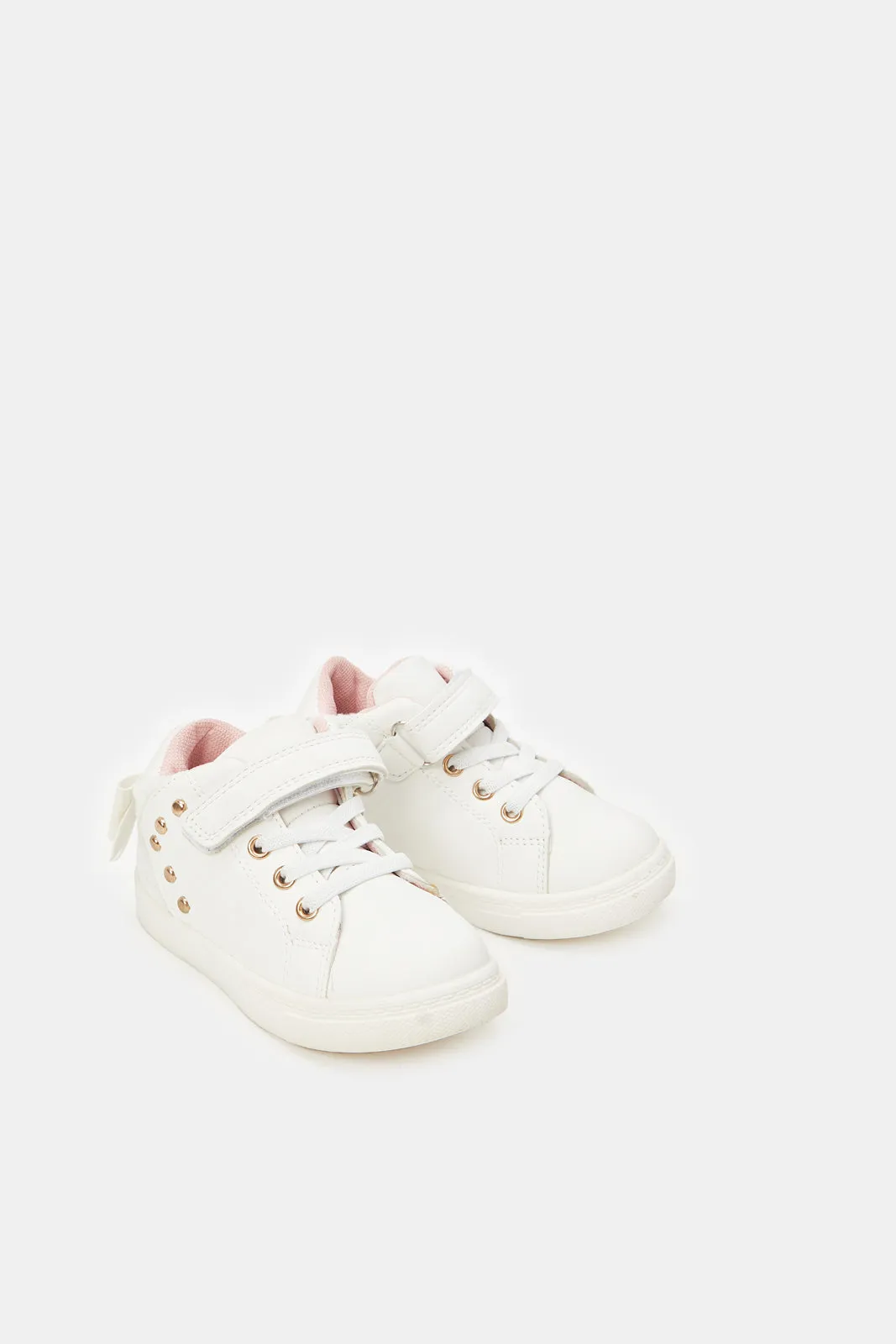 Infant White Bow Detail High-Top Sneakers