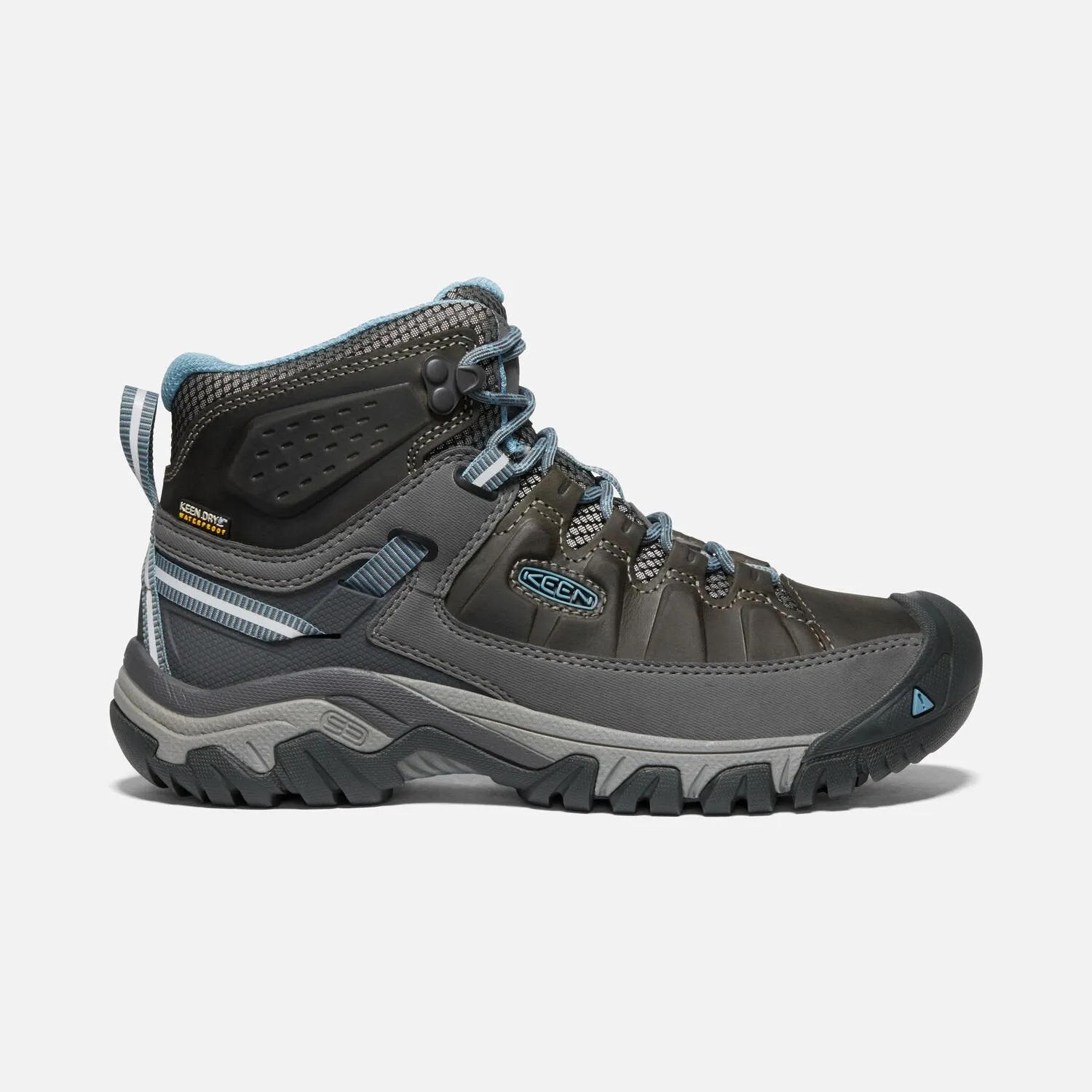 Keen Women's Targhee III Waterproof Mid Hiking Boot in Grey & Magnet/Atlantic Blue Available in Wides