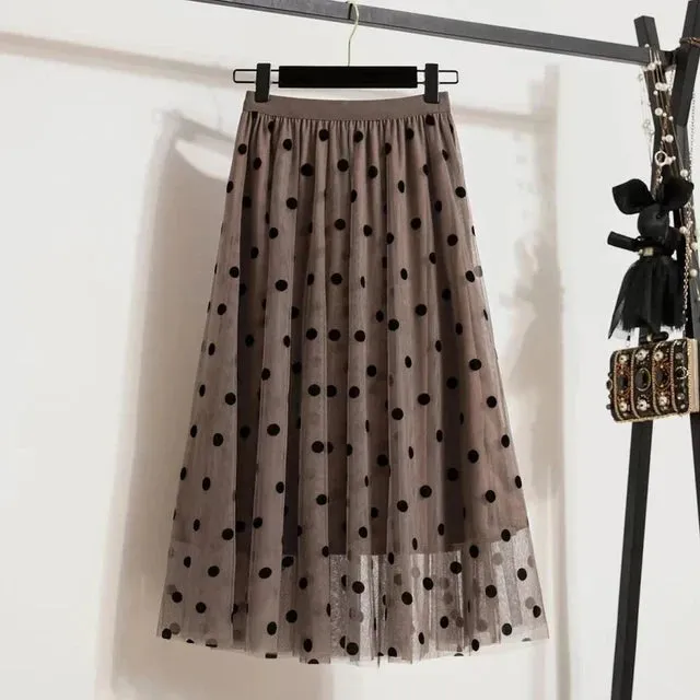 Long Skirt Korean Fashion Harajuku Kawaii Y2k Midi Maxi Tull Skirt Autumn Vintage Elastic High Waist Streetwear Black Skirt