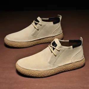 Matte Leather Mercerized Suede Leather Mid-top Board Shoes Men